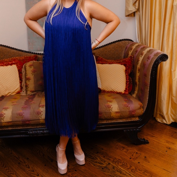 Herve Leger Purple Fringe Dress - Picture 5 of 5